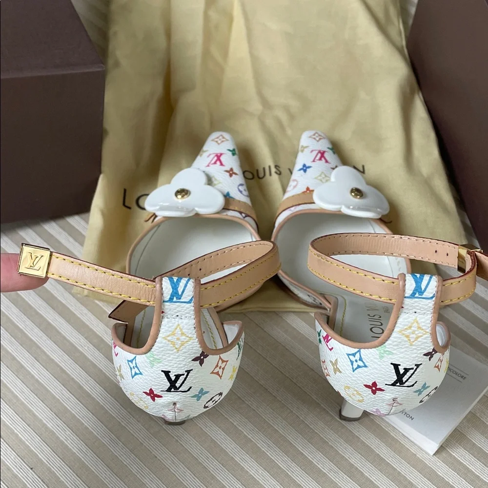 Louis Vuitton Murakami multicolor LV monogram Fleur print heels